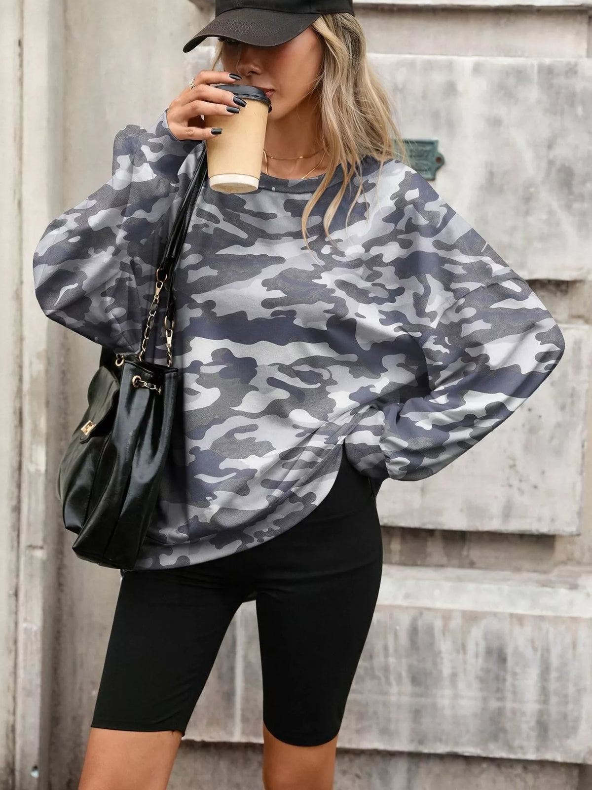 Trendsi Printed Round Neck Sweatshirt -