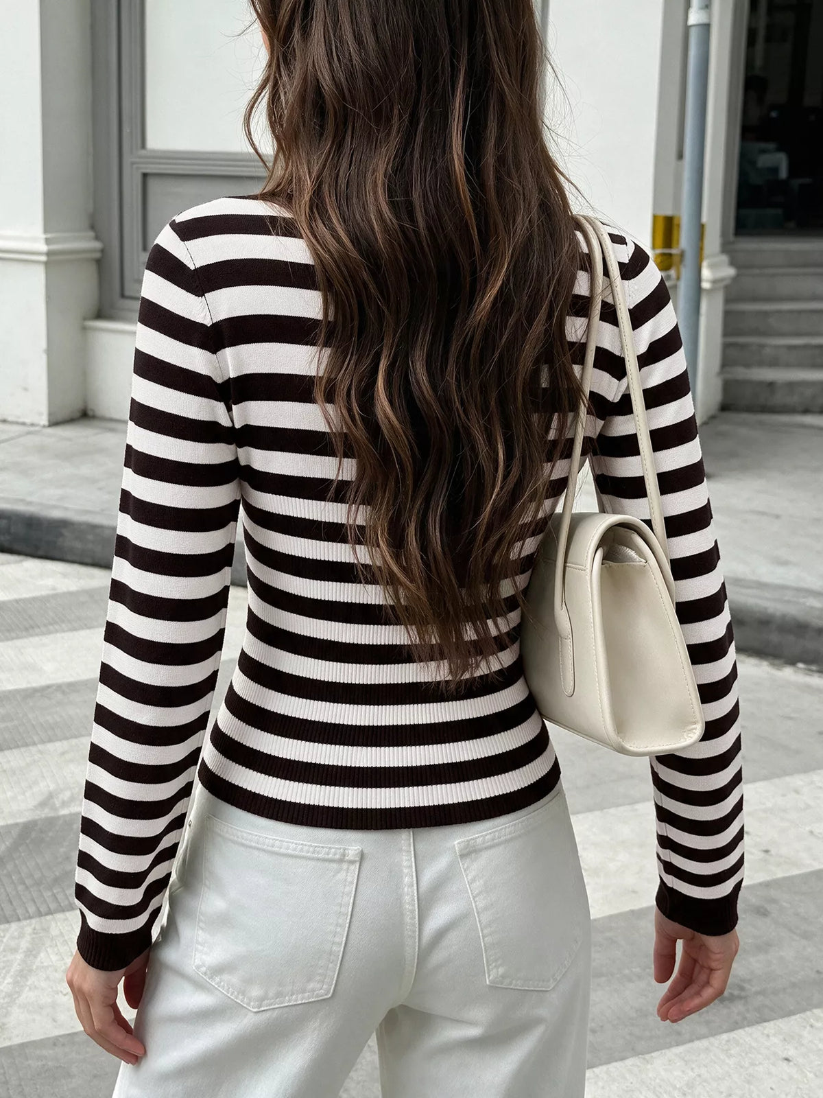 Trendsi Striped Long Sleeve Knit Top -