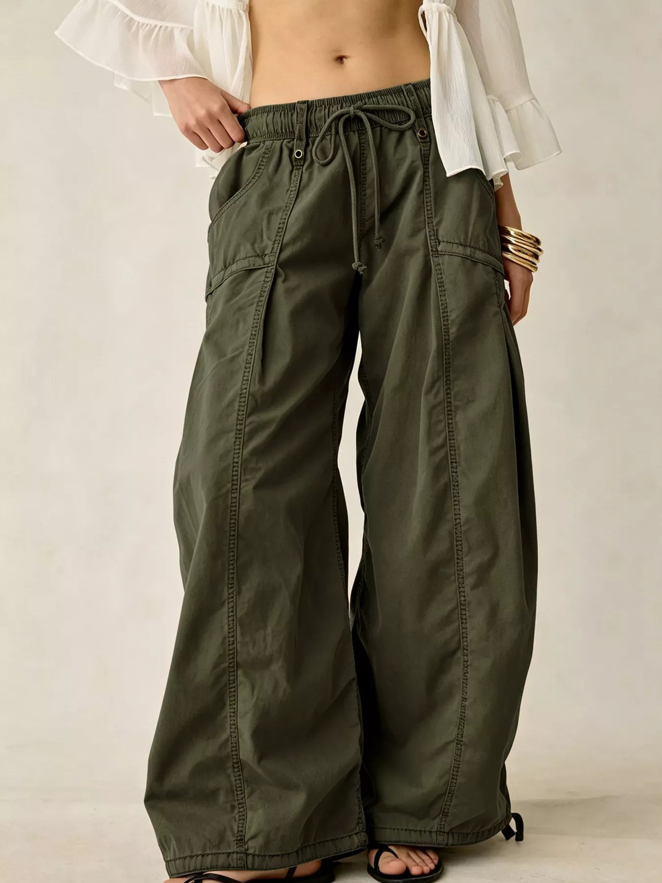 Trendsi High-Waisted Cargo Wide-Leg Pants -