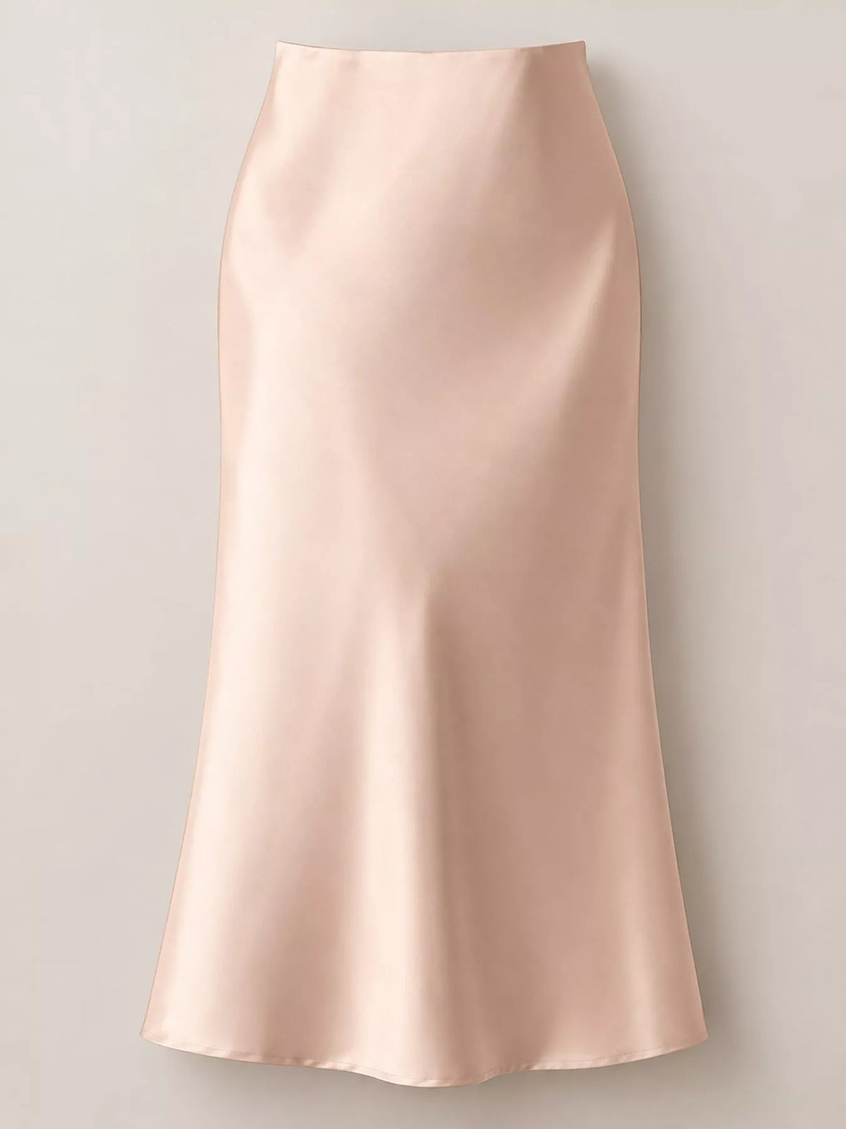 Satin midi skirt, pink flat front