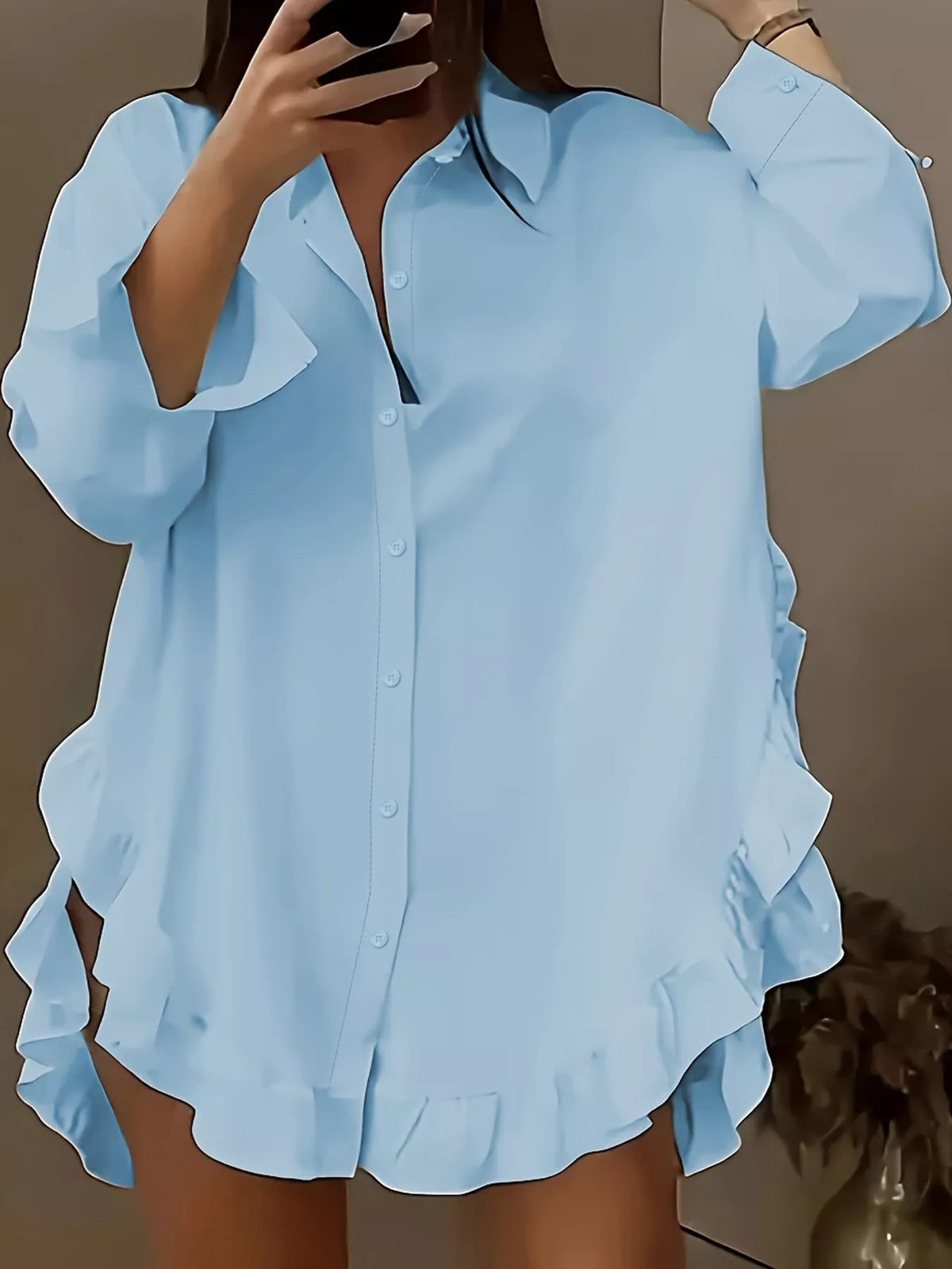 Light blue long-sleeve shirt