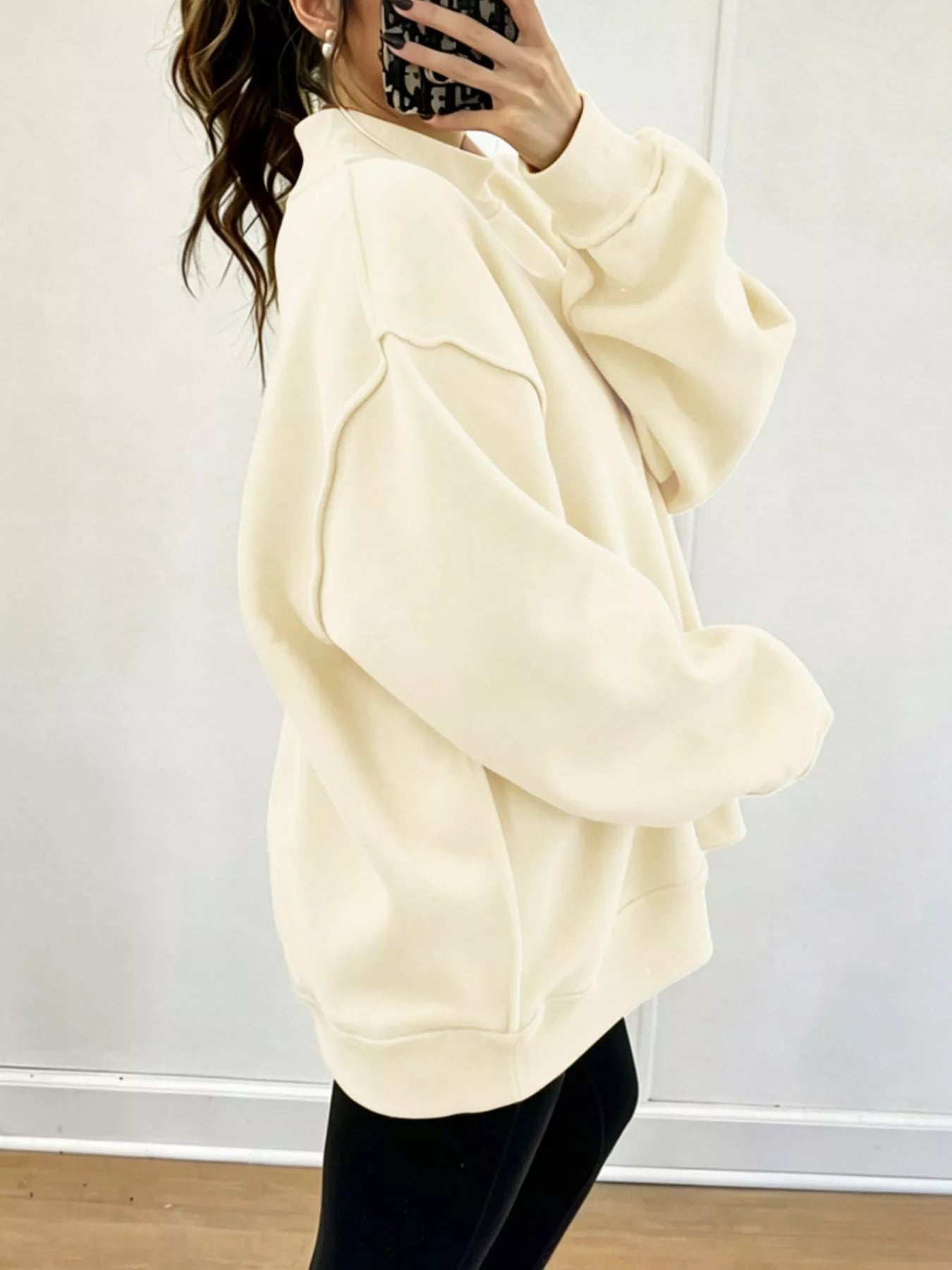 Trendsi Mock Neck Dropped Shoulder Sweatshirt -
