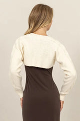 Trendsi HYFVE Cable-Knit Tie-Front Shrug -