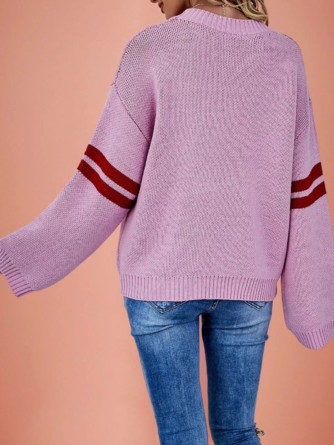 Trendsi Heart Pattern Dropped Shoulder Sweater -