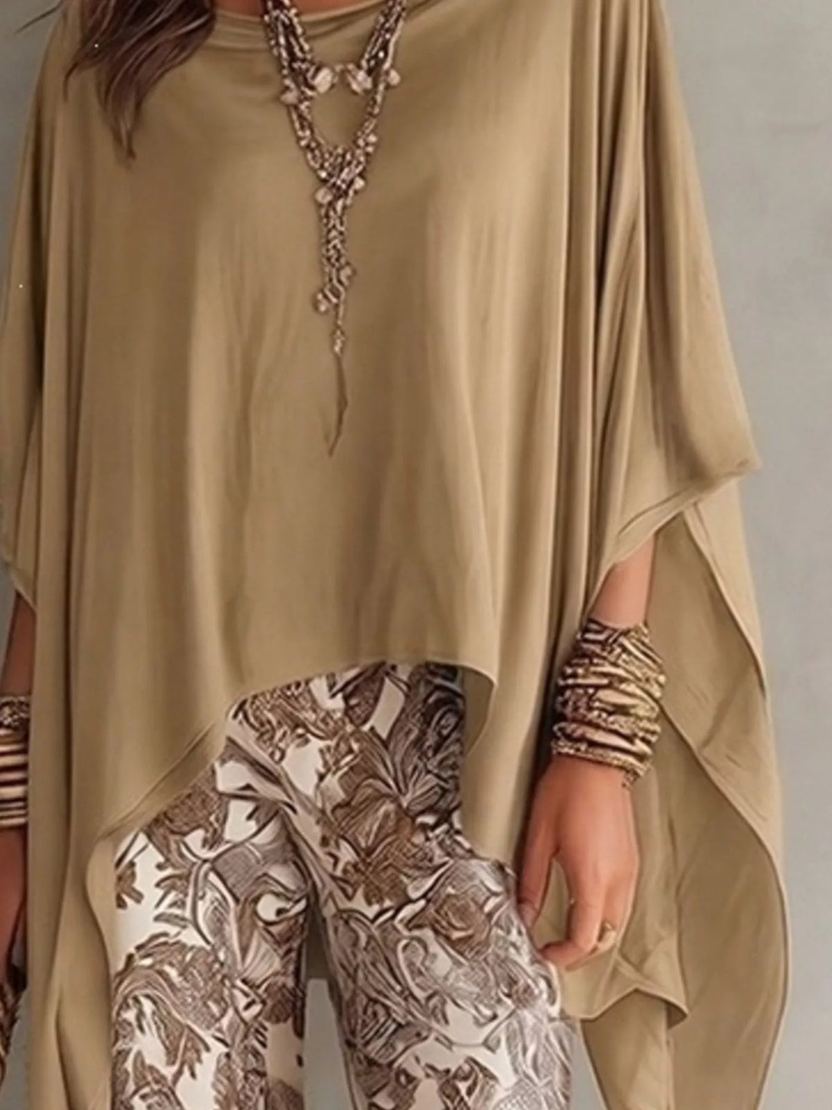 Trendsi Full Size Oversized Batwing Sleeve Flowy Top Plus Size -