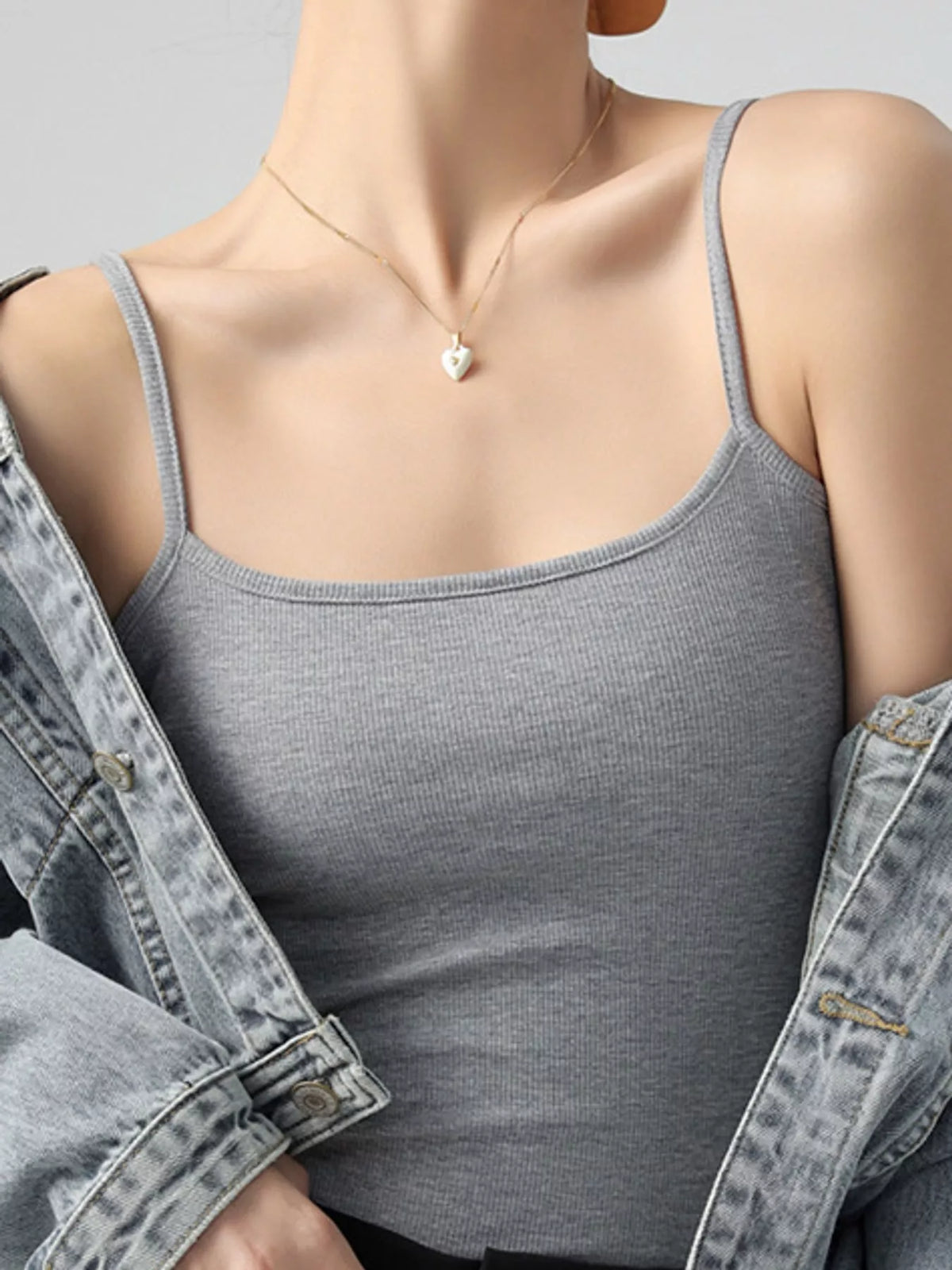 Slim-Fit Ribbed Square Neck Cami Top — garment construction details