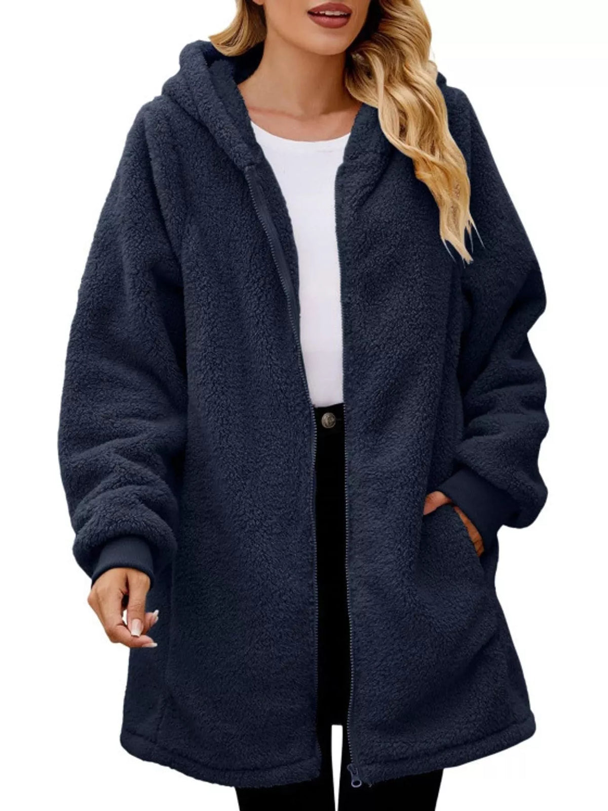 Navy long-sleeve coat
