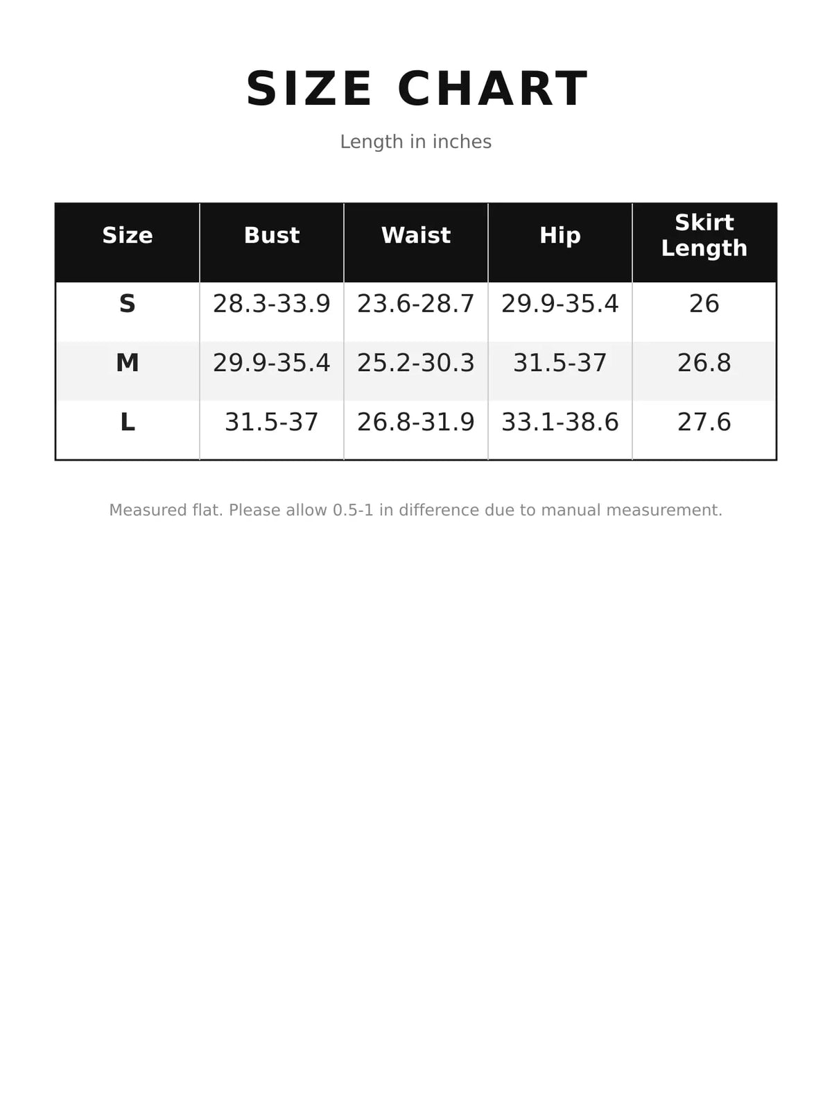 Square neck spaghetti-strap mini dress, size and measurement chart