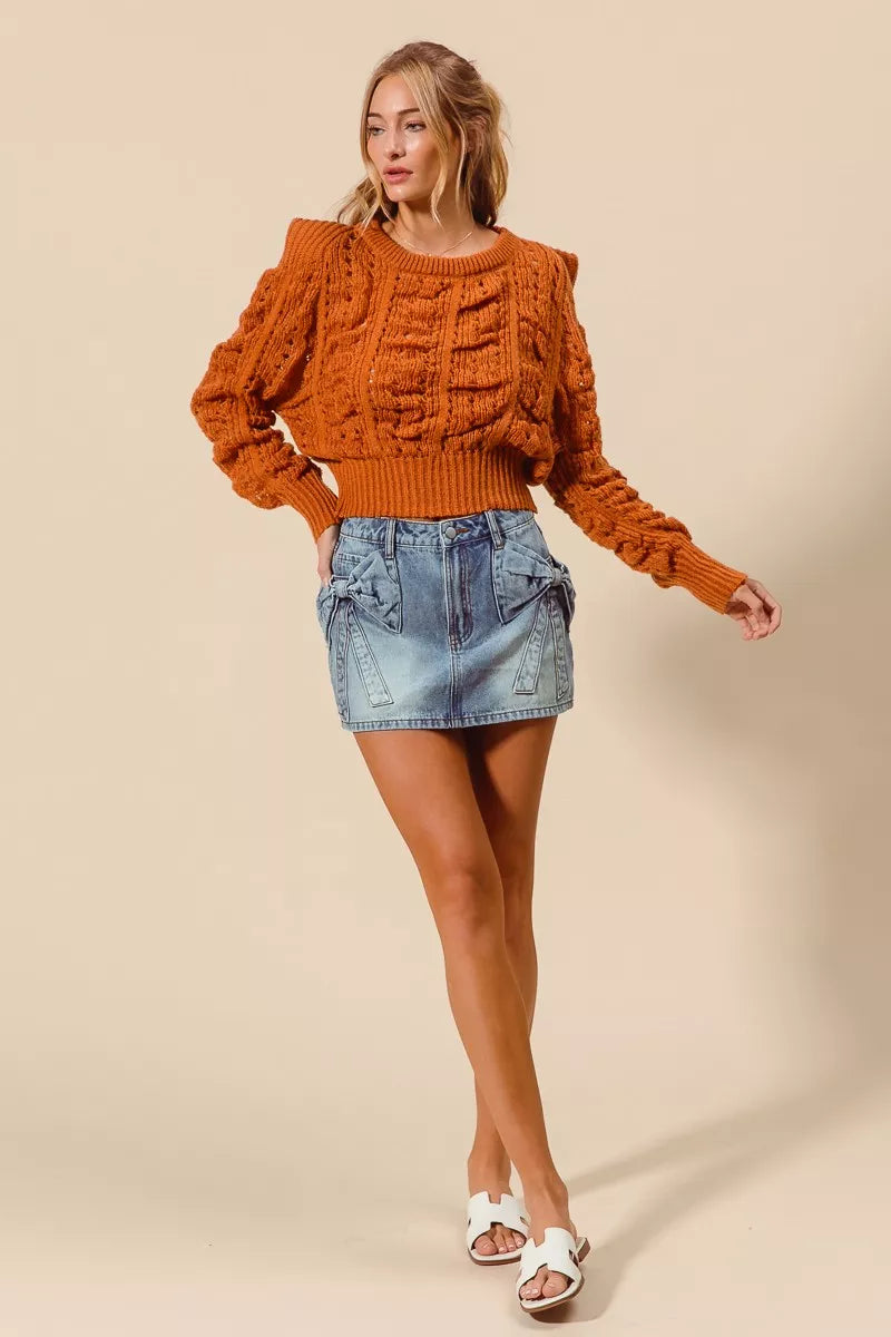 Women's Denim Mini Skirt A-Line High Waist Bow Knot Pockets — product view 8