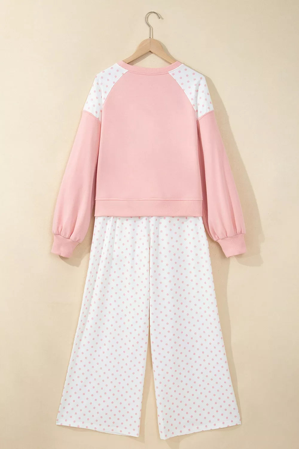 Women's Polka-Dot Cropped Sweatshirt & Wide-Leg Pants Set — alternate view 4