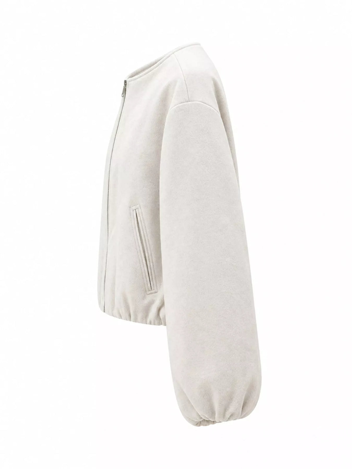Off White fleece zip-up cropped jacket