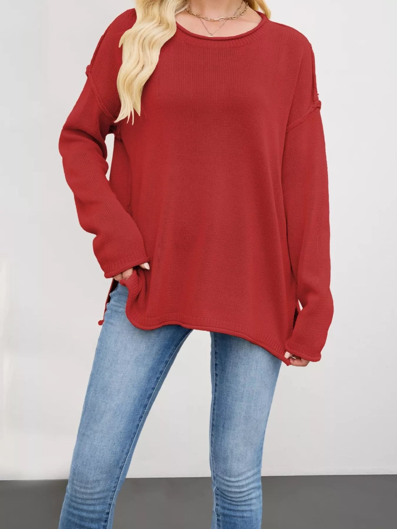 Trendsi Casual Loose-Fit Crew Neck Sweater -