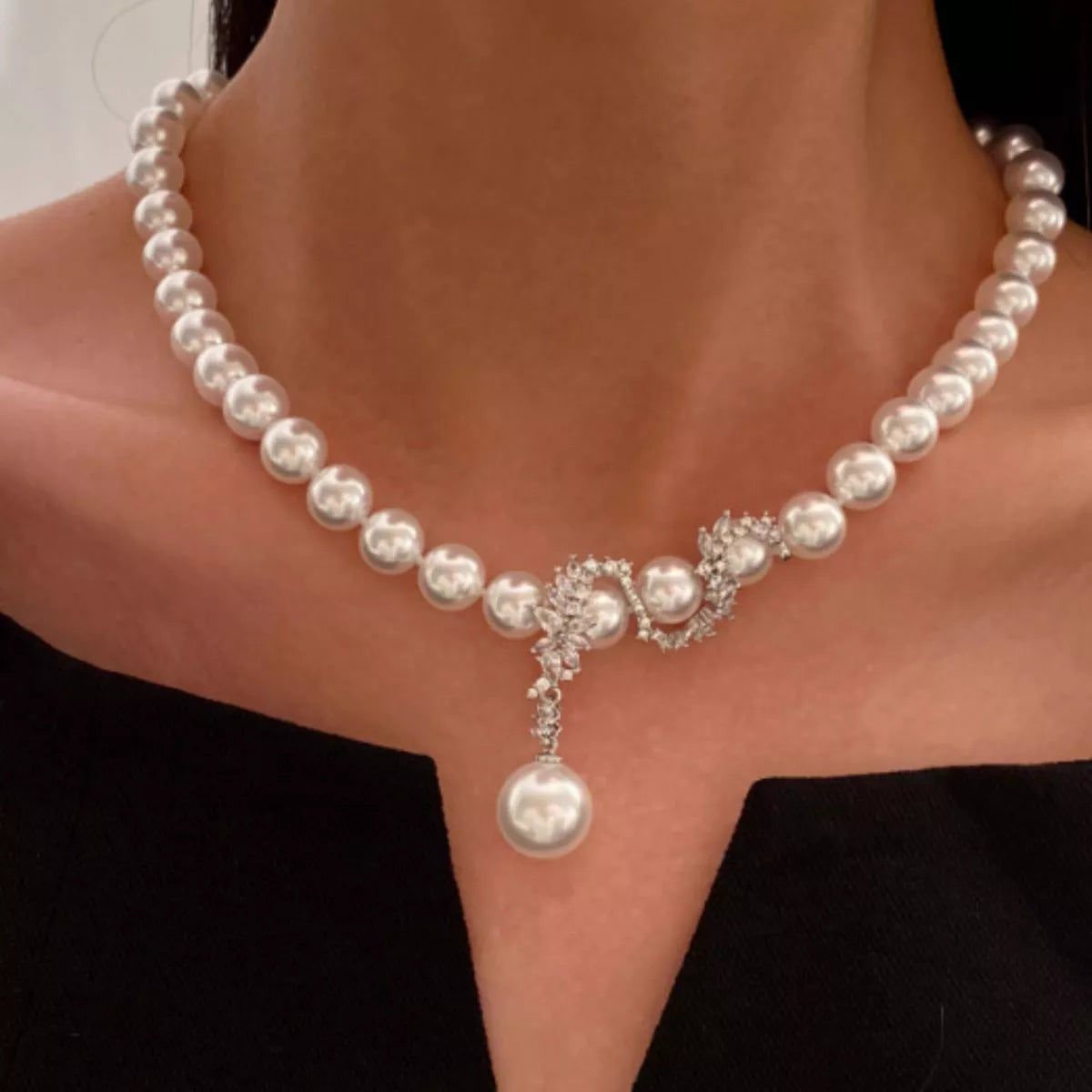 Trendsi Zircon Pearl Necklace -