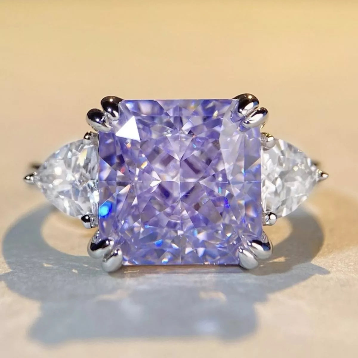 Trendsi 925 Sterling Silver Zircon Geometric Ring -