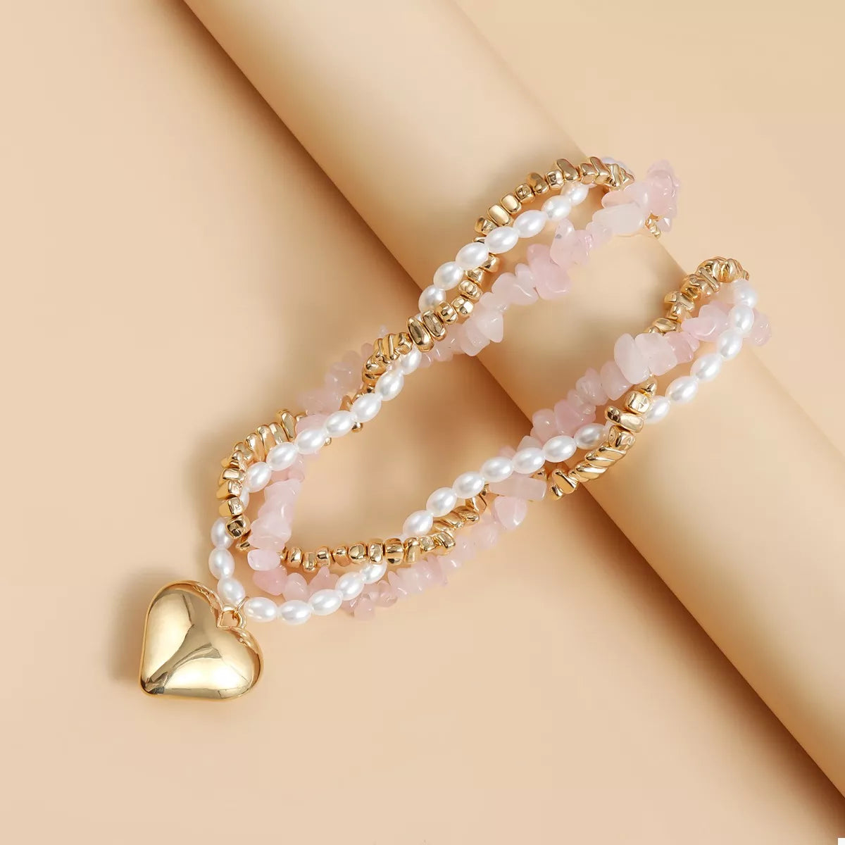 Trendsi Three-Layered Heart Pendant Necklace -