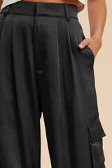 Trendsi Annie Wear Wide Leg Cargo Satin Pants -