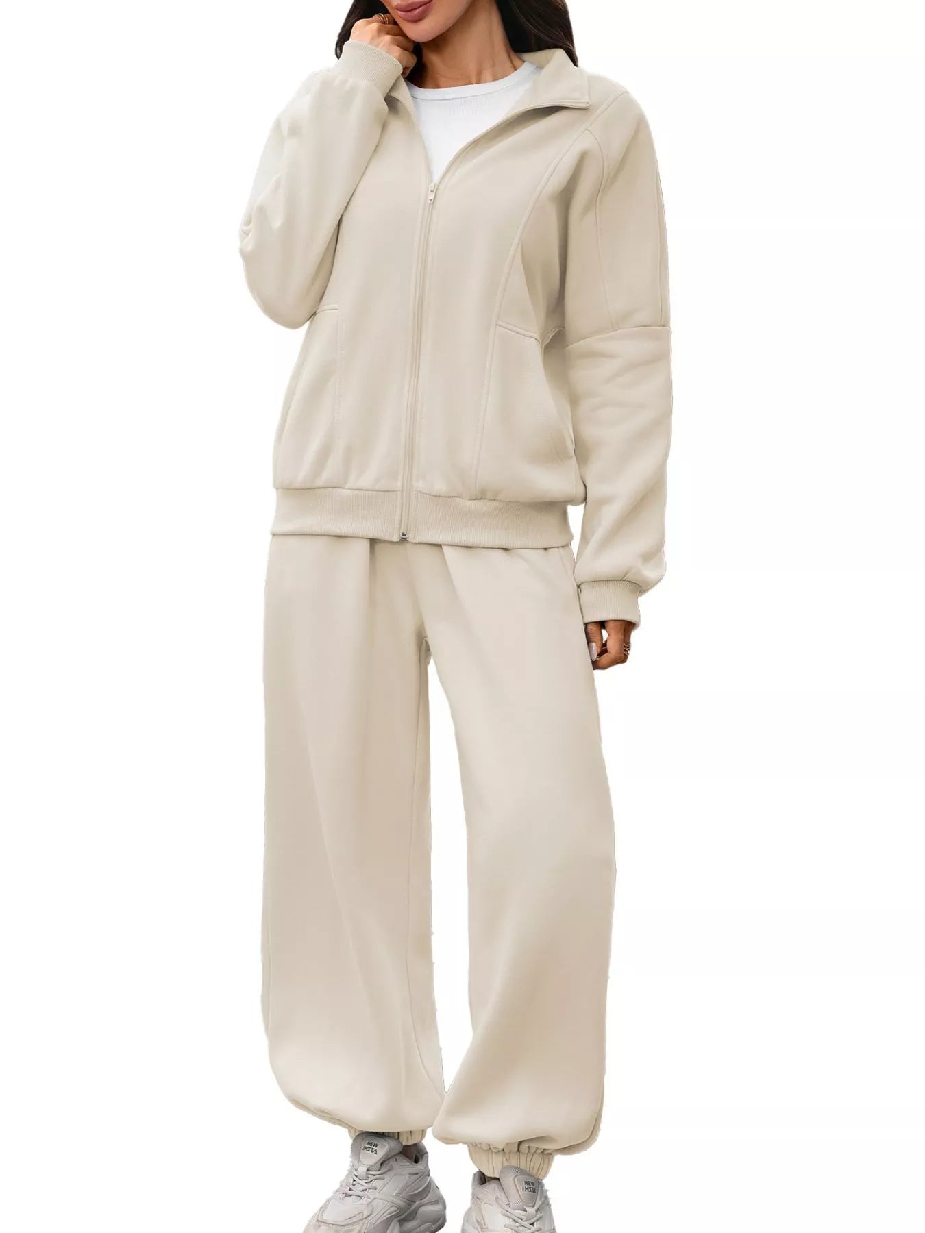 Trendsi Zip-Up Long Sleeve Top and Pants Set -