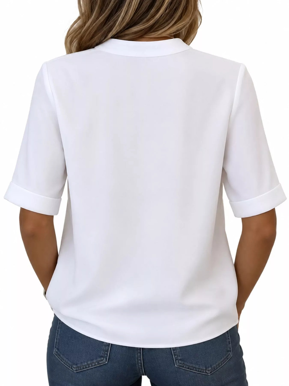 Notched-neck blouse, white back