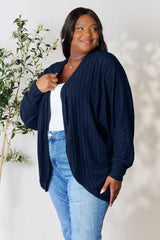 Trendsi Basic Bae Full Size Ribbed Cocoon Cardigan - Shirts
