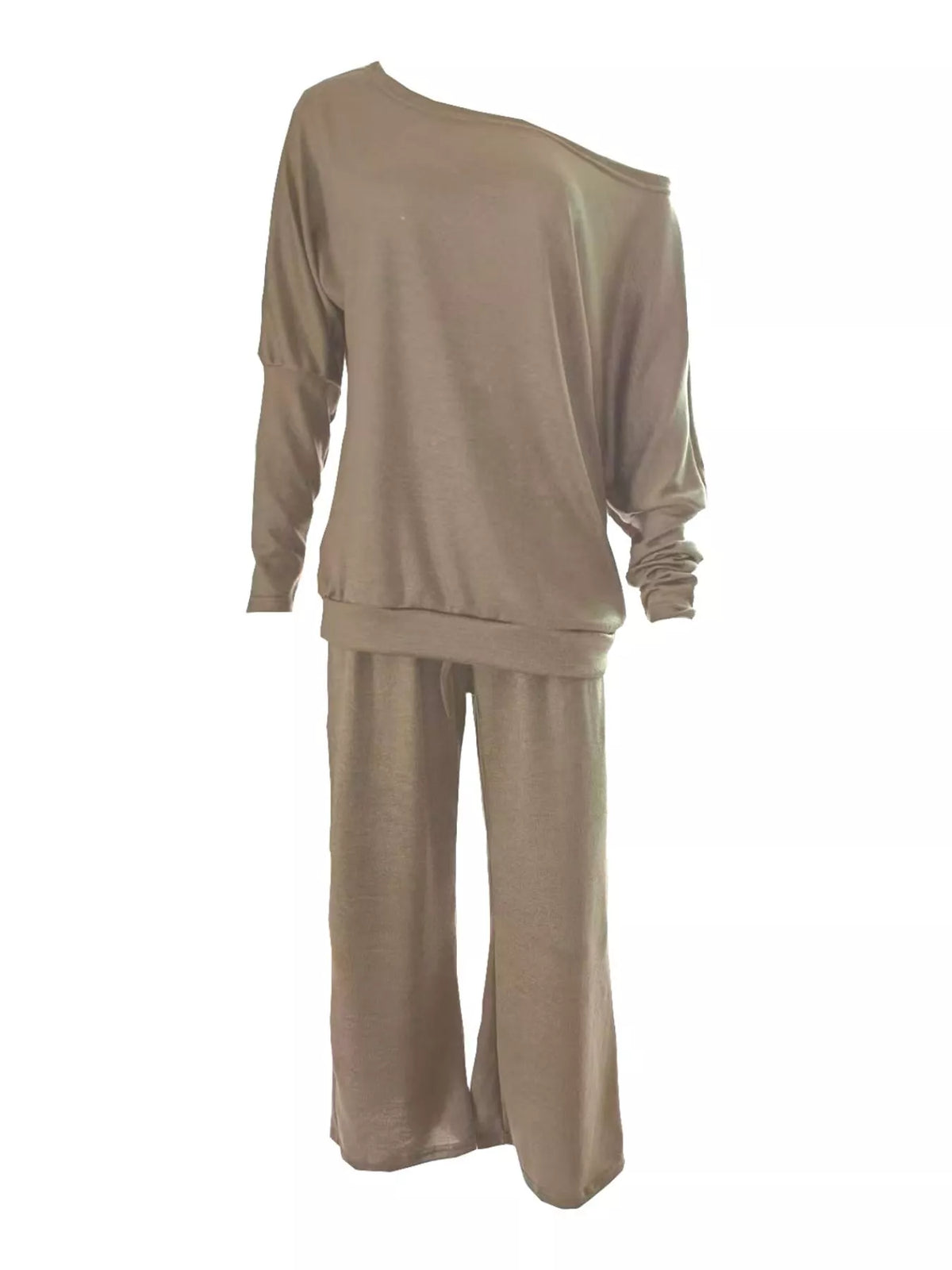 Asymmetric neck long sleeve outfit set, product view