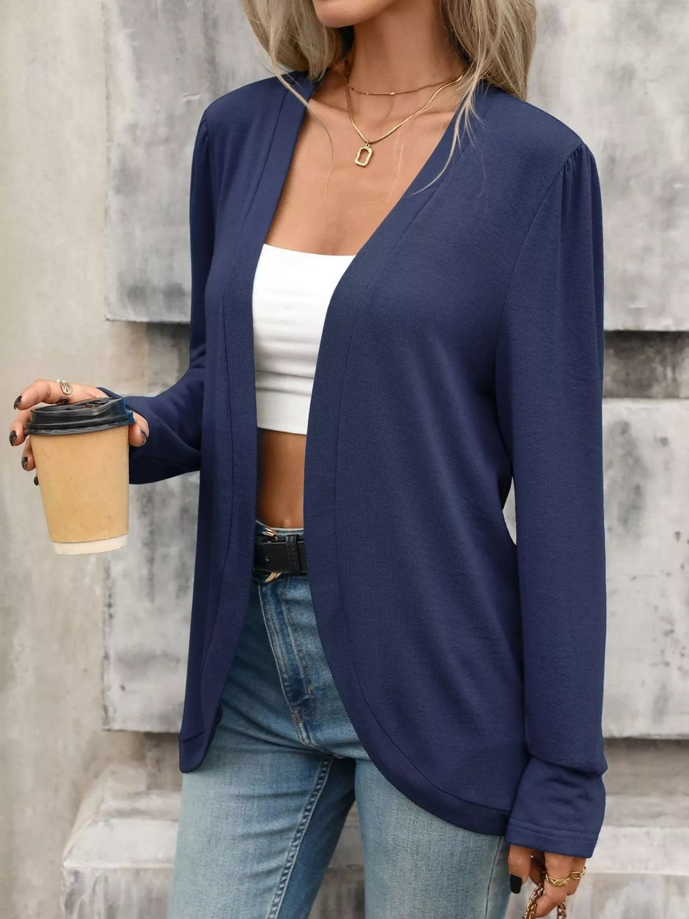 Trendsi Open Front Long Sleeve Cardigan -
