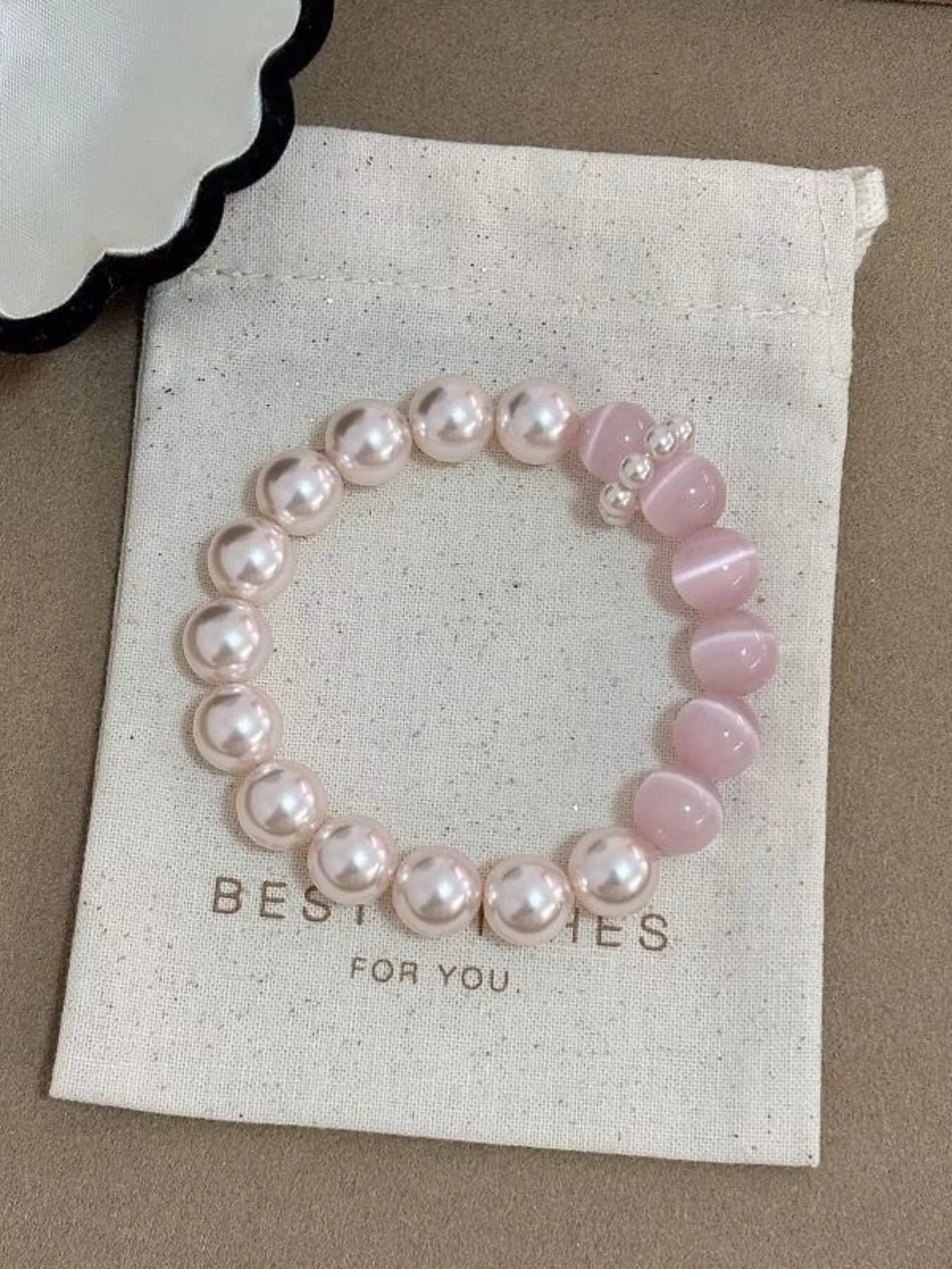 Trendsi Pearl & Cat's Eye Stone Bracelet -