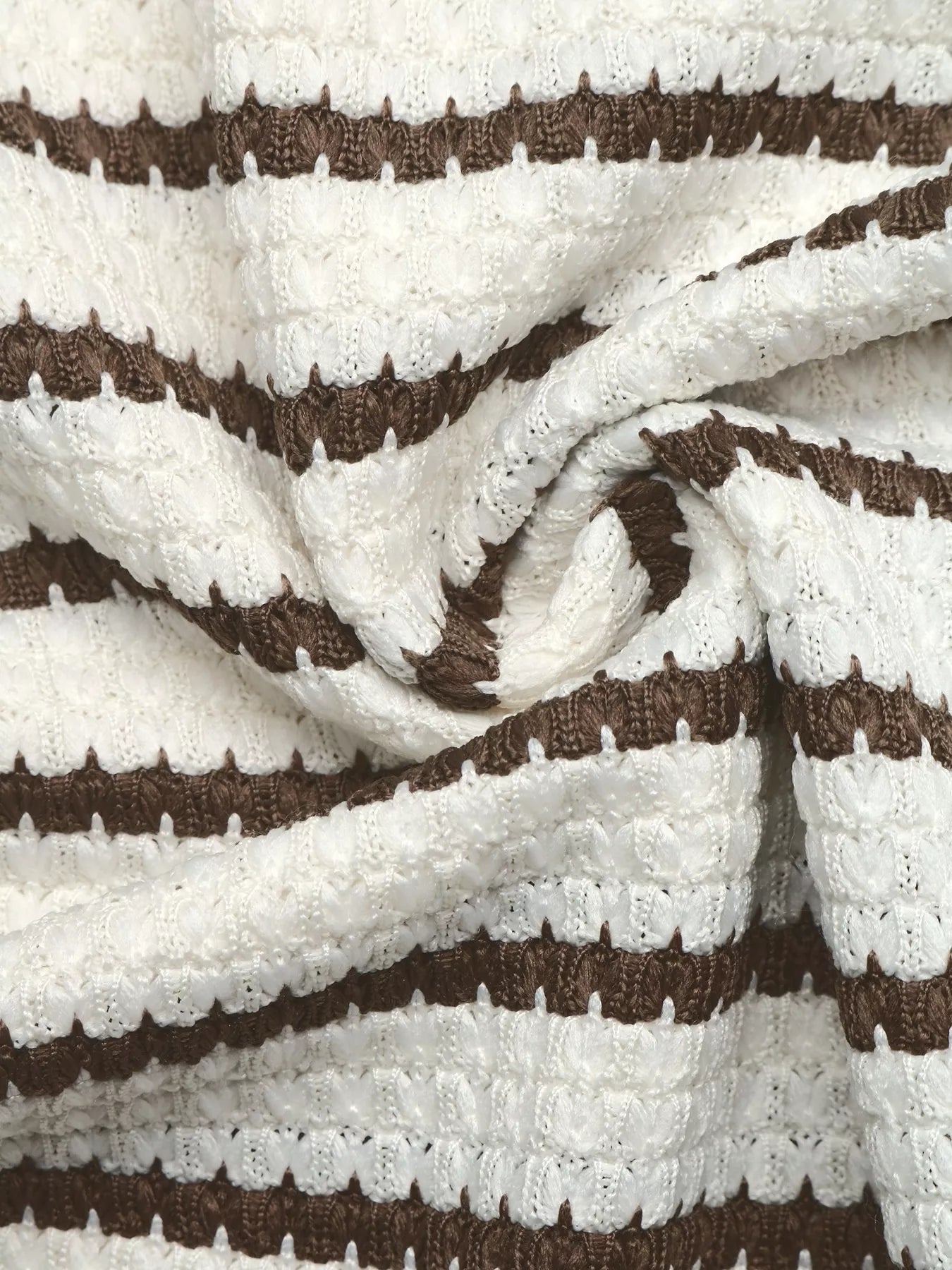 Trendsi Striped Polo Collar Knit Sweatshirt -
