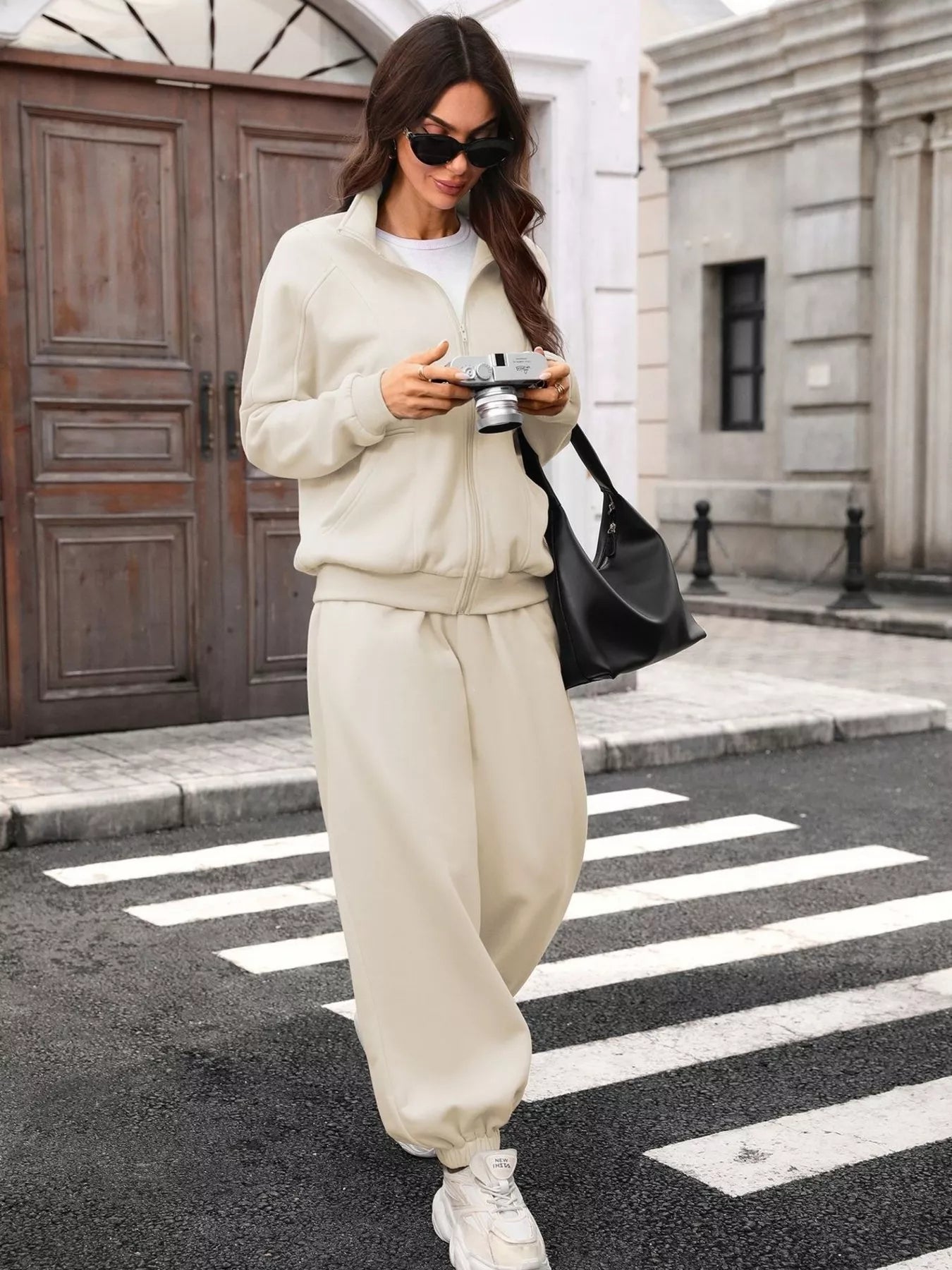 Trendsi Zip-Up Long Sleeve Top and Pants Set -
