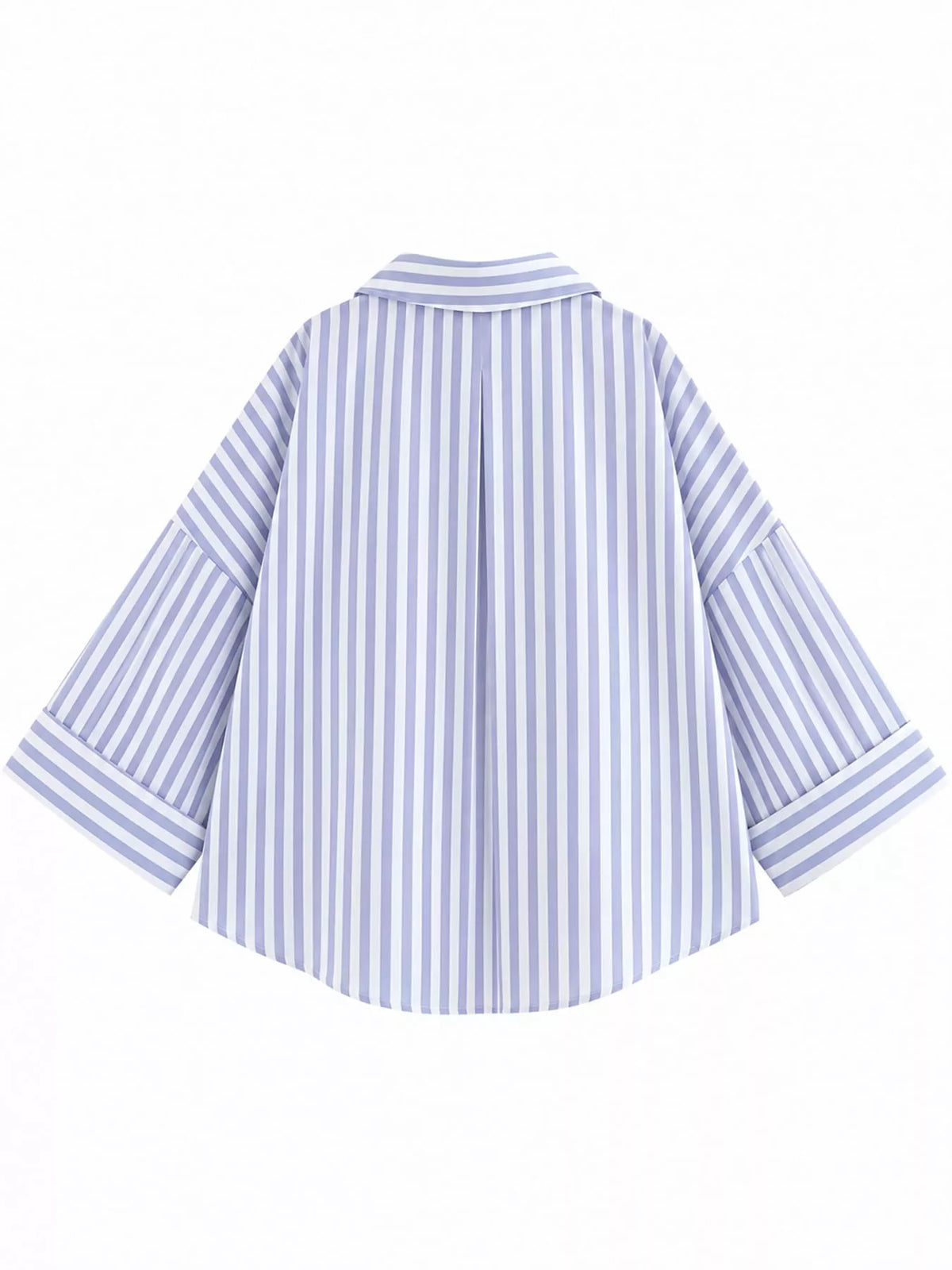 Blue Stripes button-up three-quarter sleeve shirt