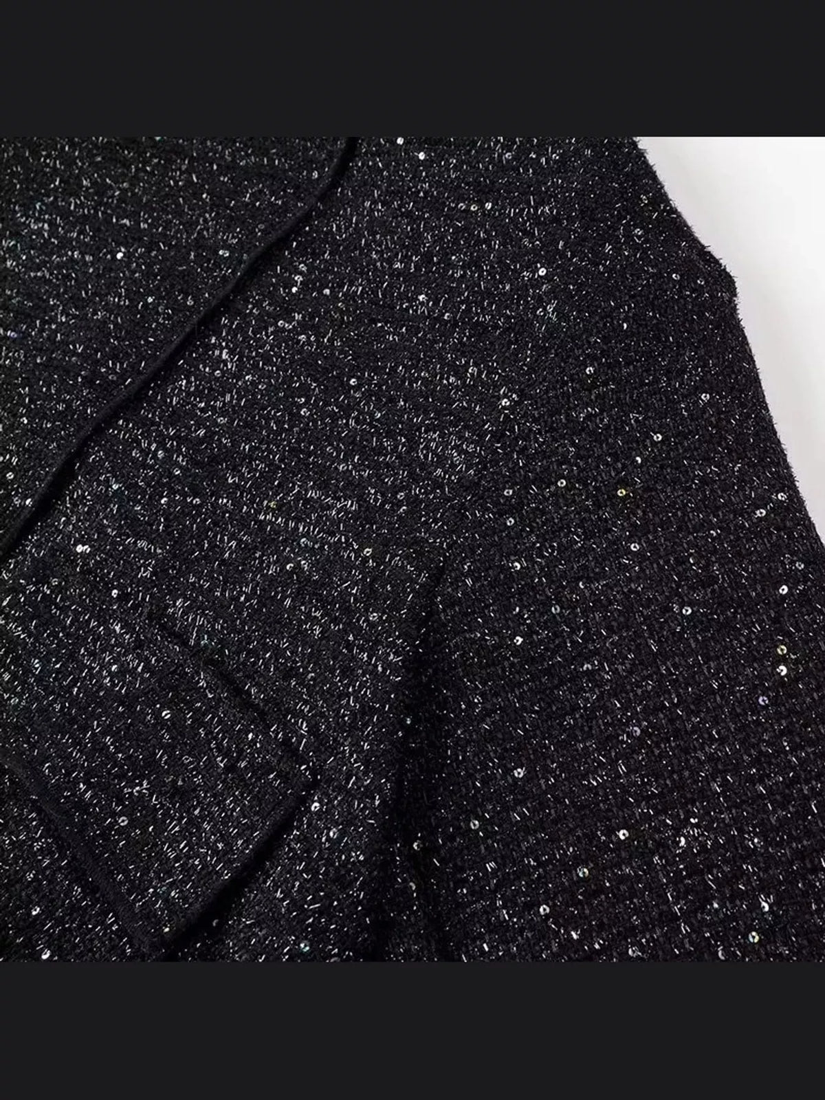 Black tweed bomber jacket with front pockets