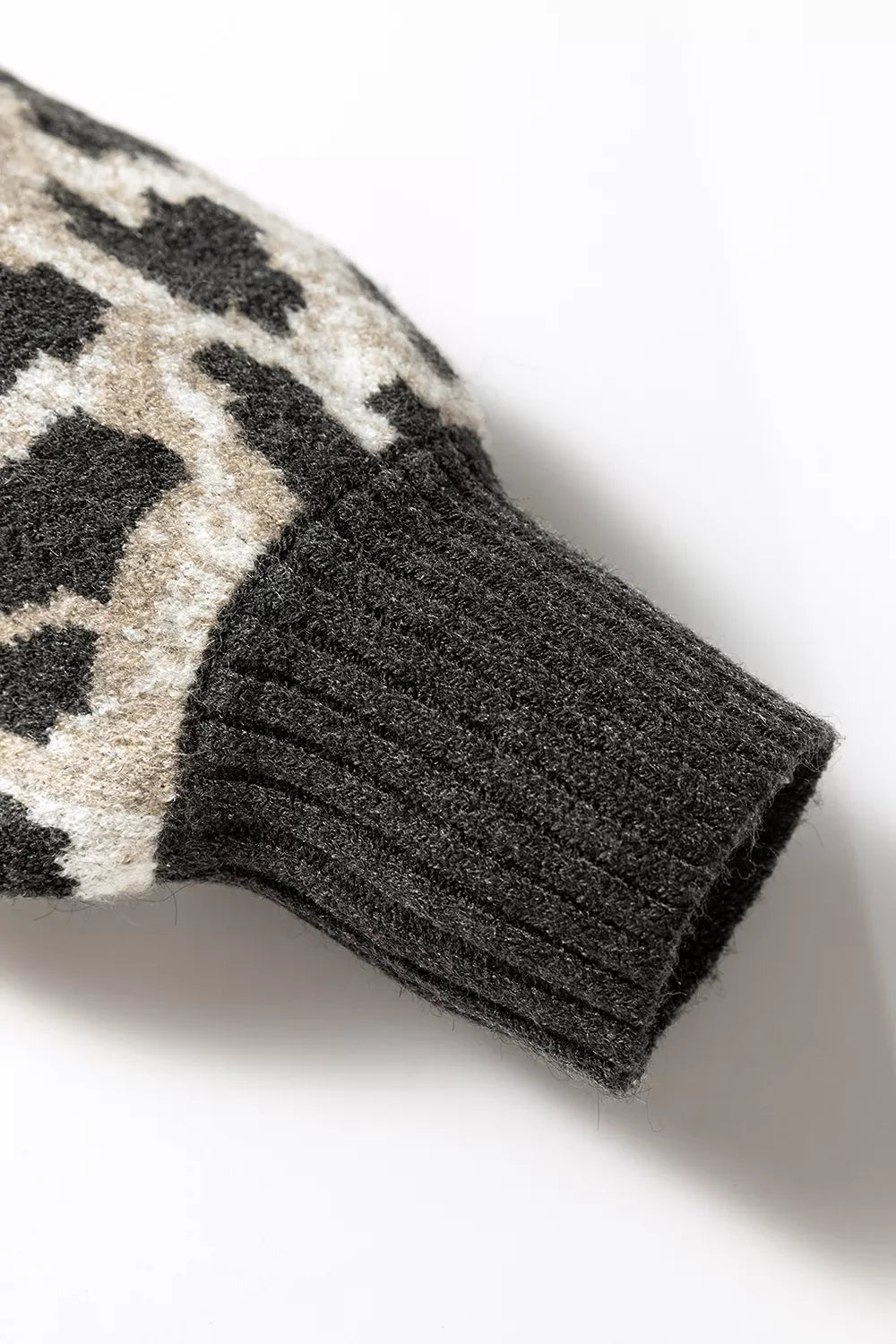 Trendsi Leopard Drop Shoulder Baggy Sweater -