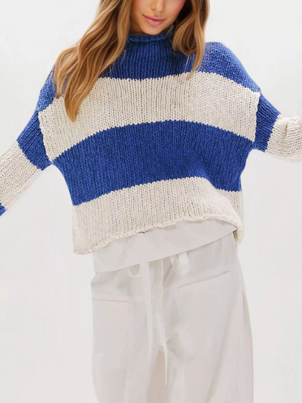 Trendsi Chunky Knit Striped Sweater -