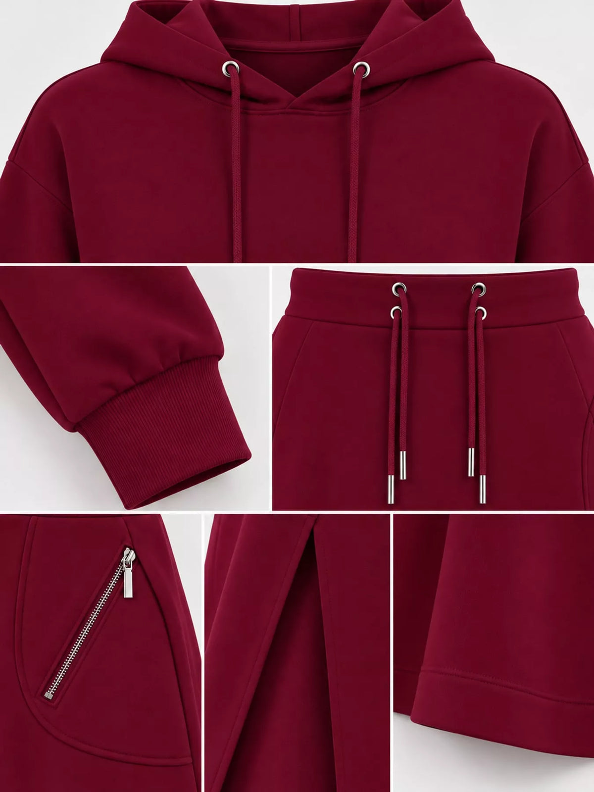 Hoodie and skirt set, garment detail