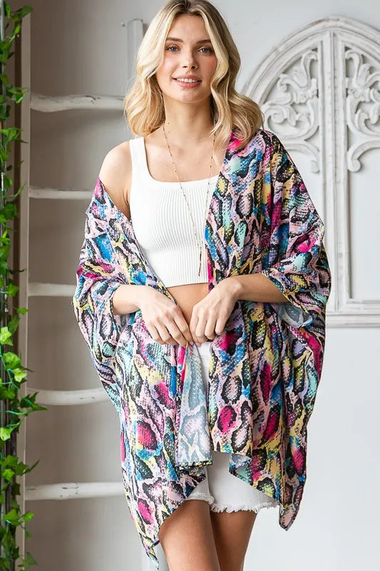 Trendsi Heimish Full Size Multi Color Snake Open Cardigan Plus Size -