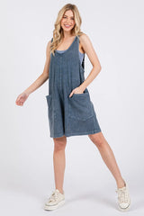 Trendsi Mittoshop Low Scoop Neck Tank Washed French Terry Romper -