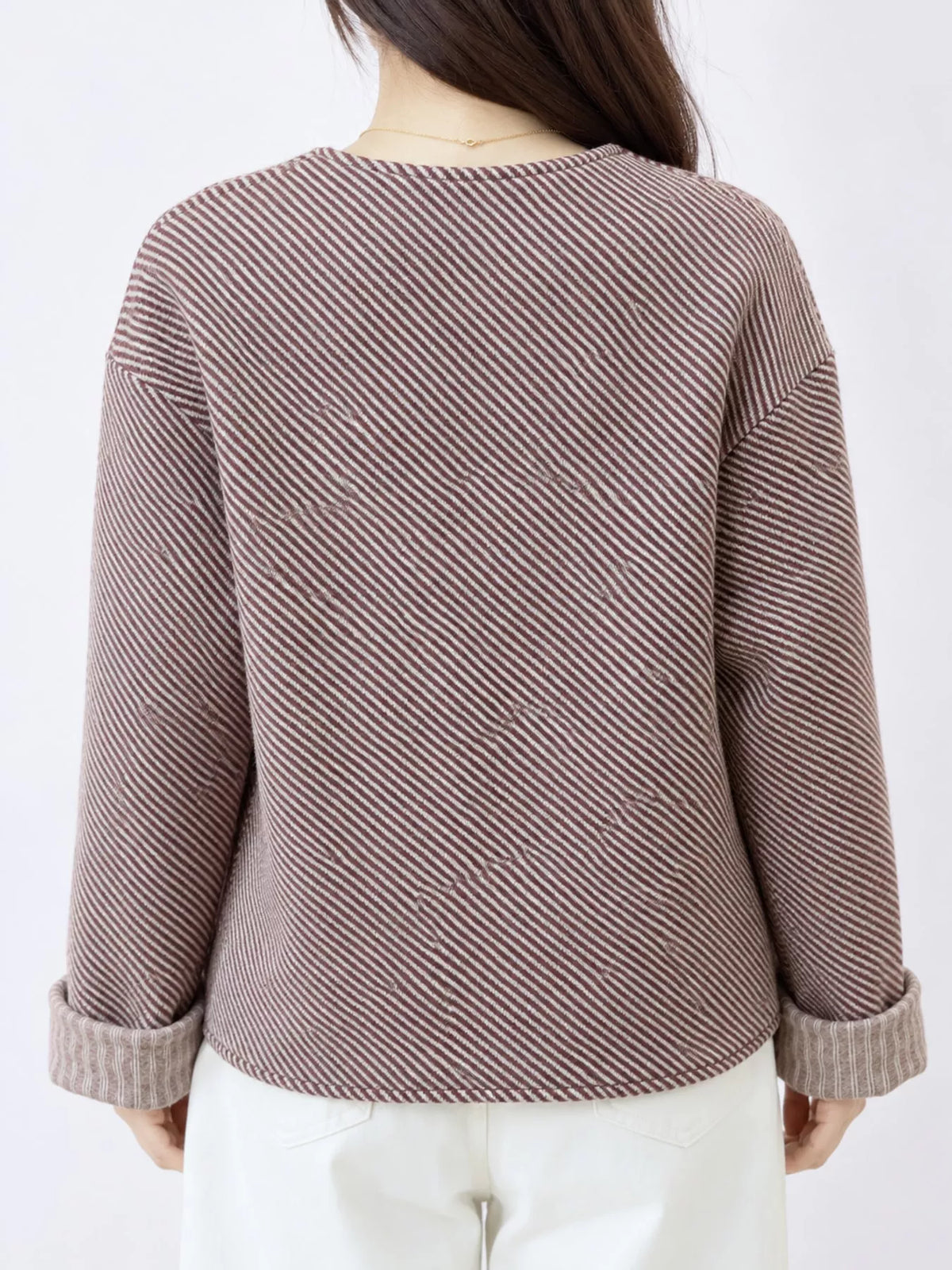 Button-Up Crew Neck Jacket — back view