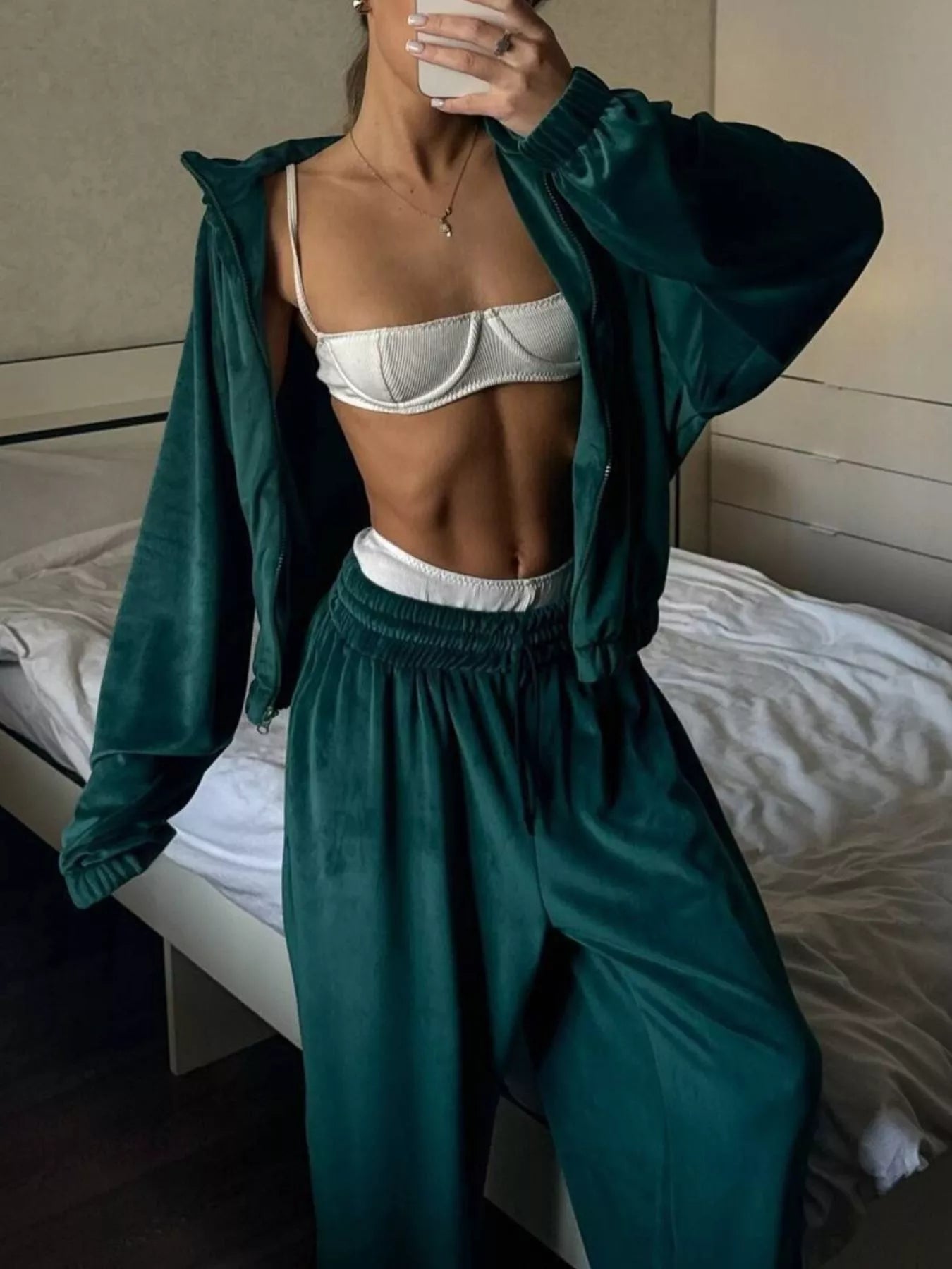 Trendsi Zip-Up Hoodie and Joggers Set -