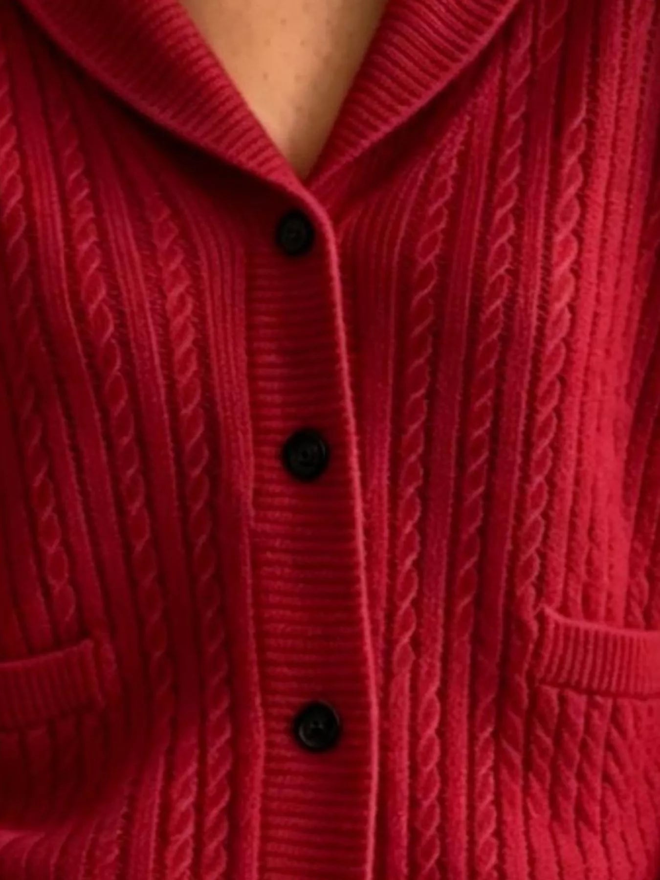 Trendsi Full Size Shawl Collar Cable Knit Cardigan Plus Size -