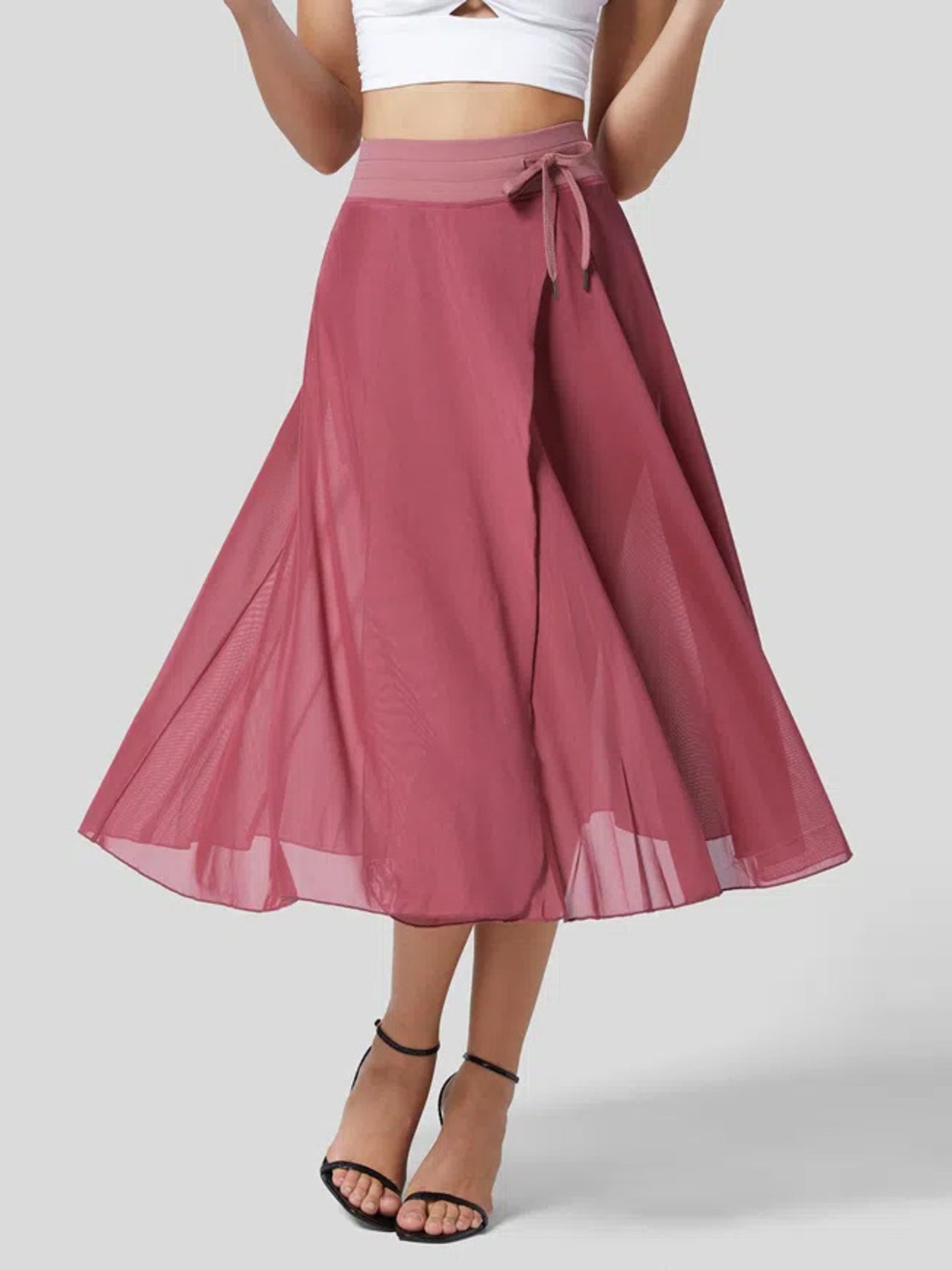 Trendsi Slit Flowy Skirt with Shorts Liner -