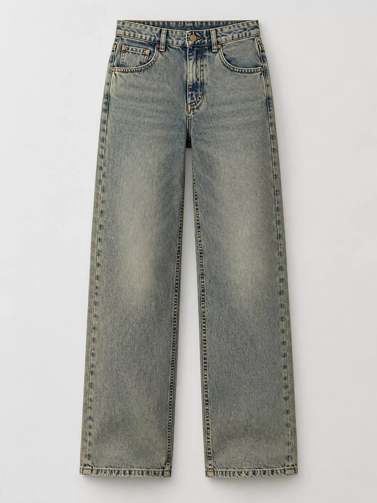 Vintage Wash Low-Rise Wide-Leg Jeans — garment front