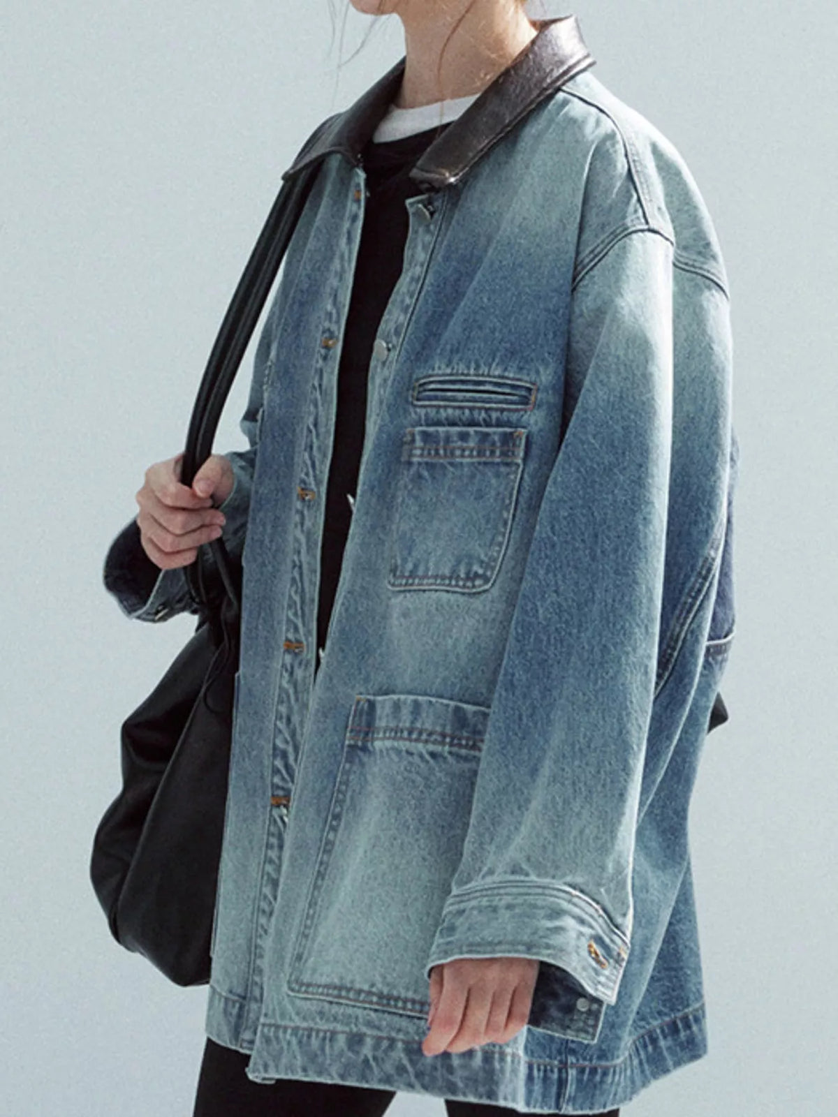 Denim Blue button up dropped shoulder denim jacket