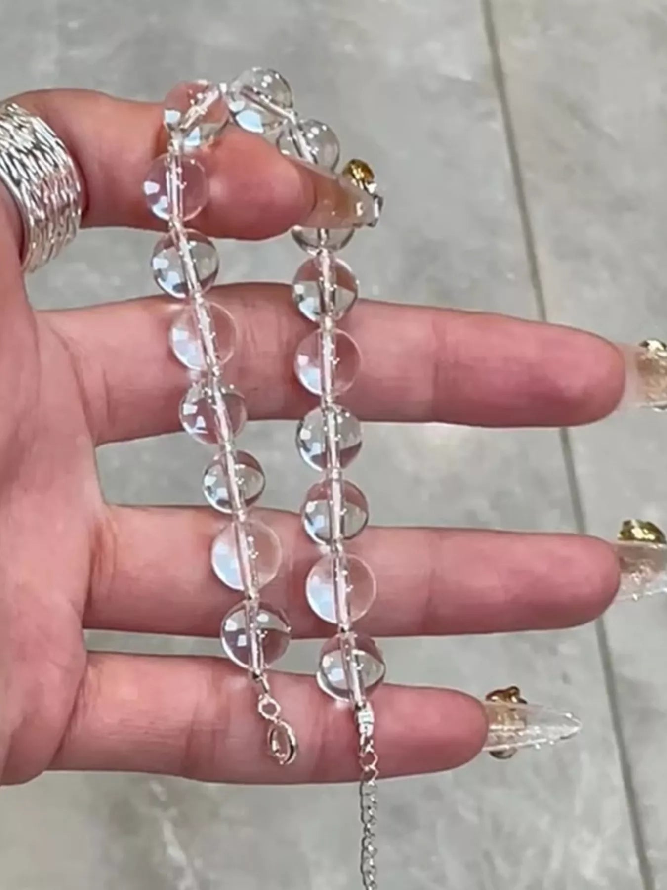 Trendsi 925 Sterling Silver Crystal Bead Bracelet -