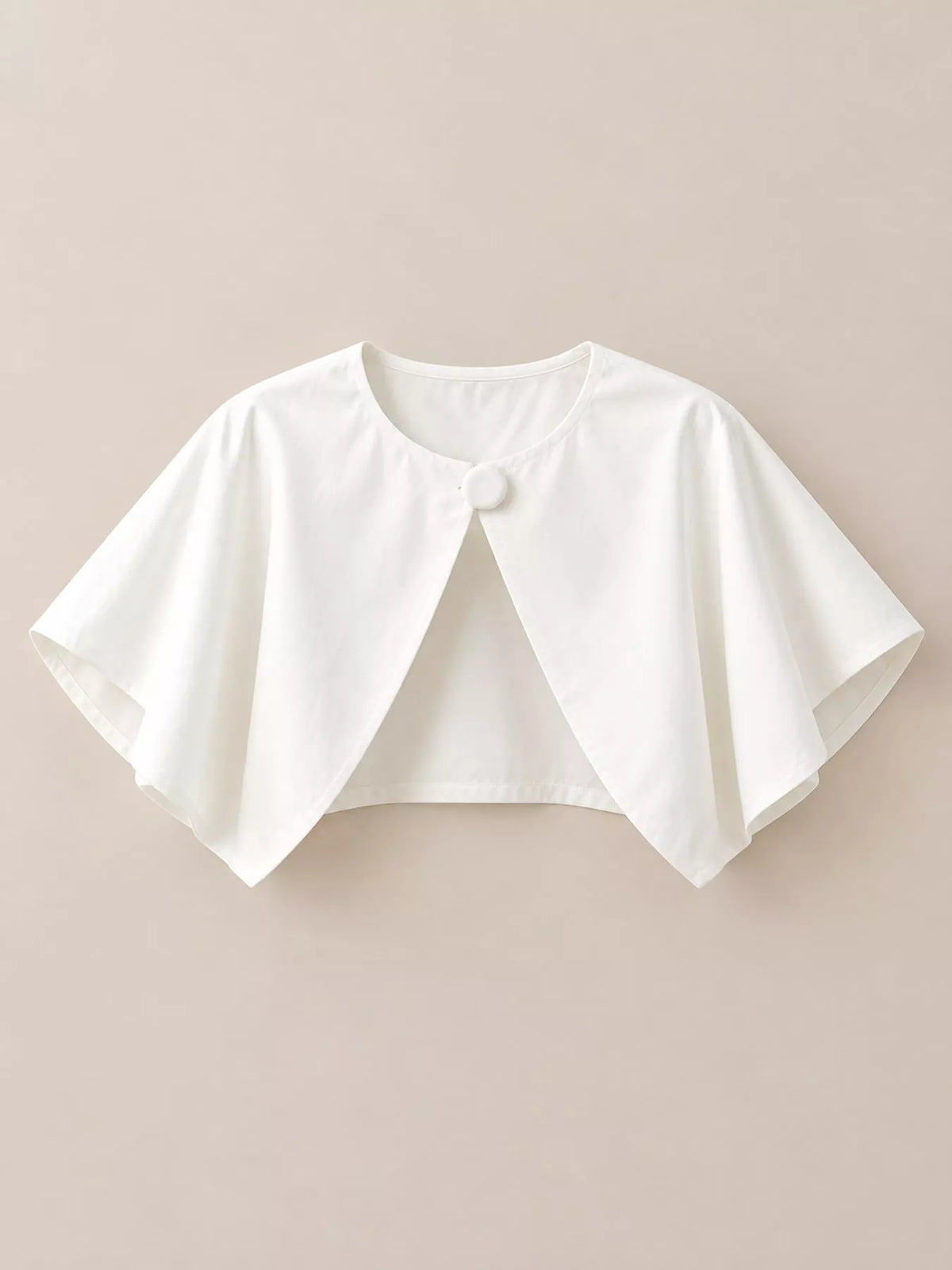 White single button closure cropped cape