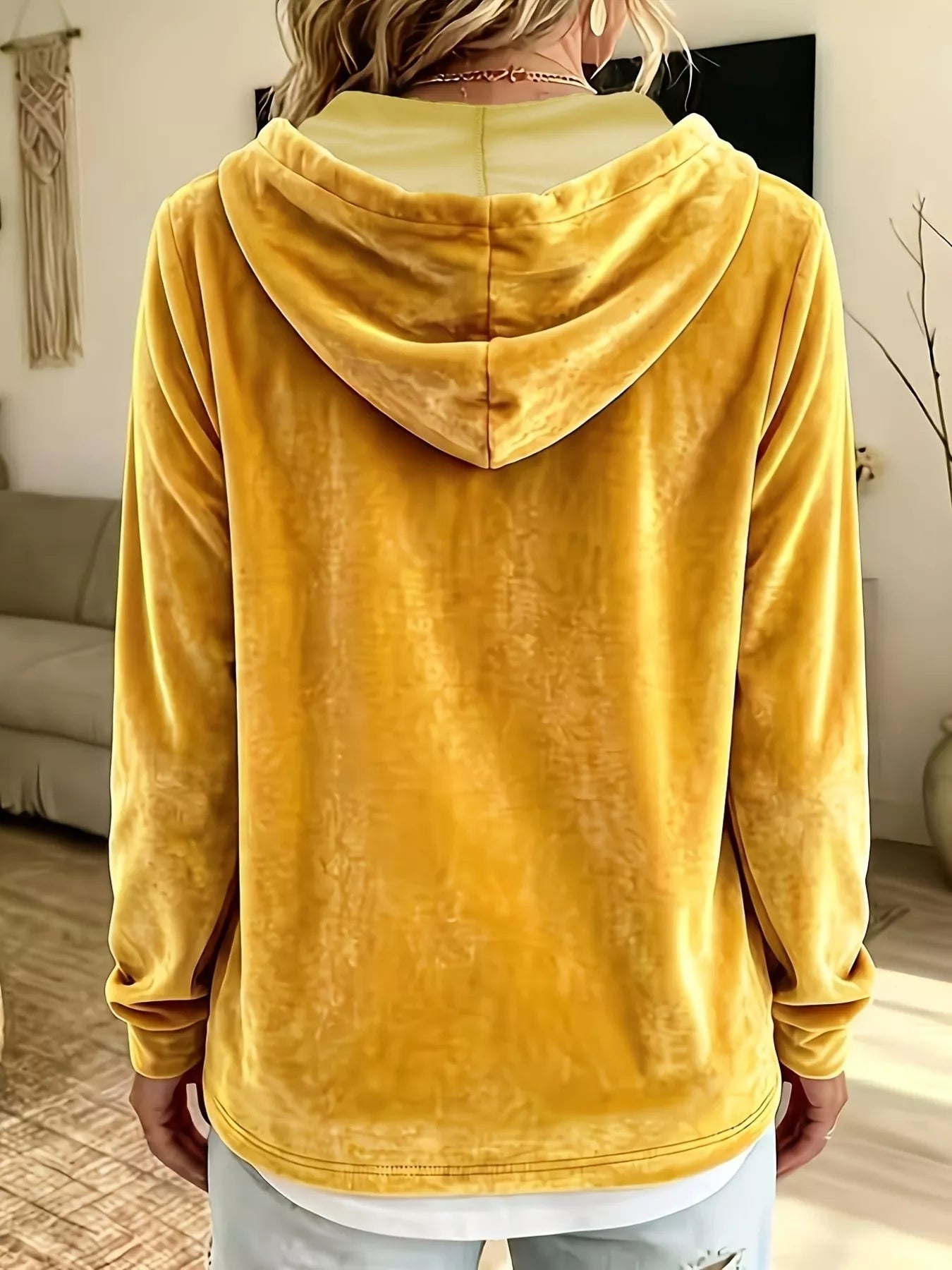 Trendsi Full Size Drawstring Velvet Long Sleeve Hoodie Plus Size -