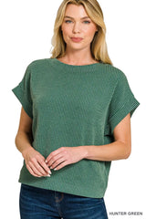 Trendsi Zenana Raised Rib Cap Sleeve Top -