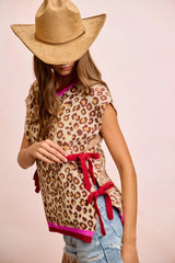 Trendsi BiBi Leopard Pattern Side Tied Sweater Vest Top -