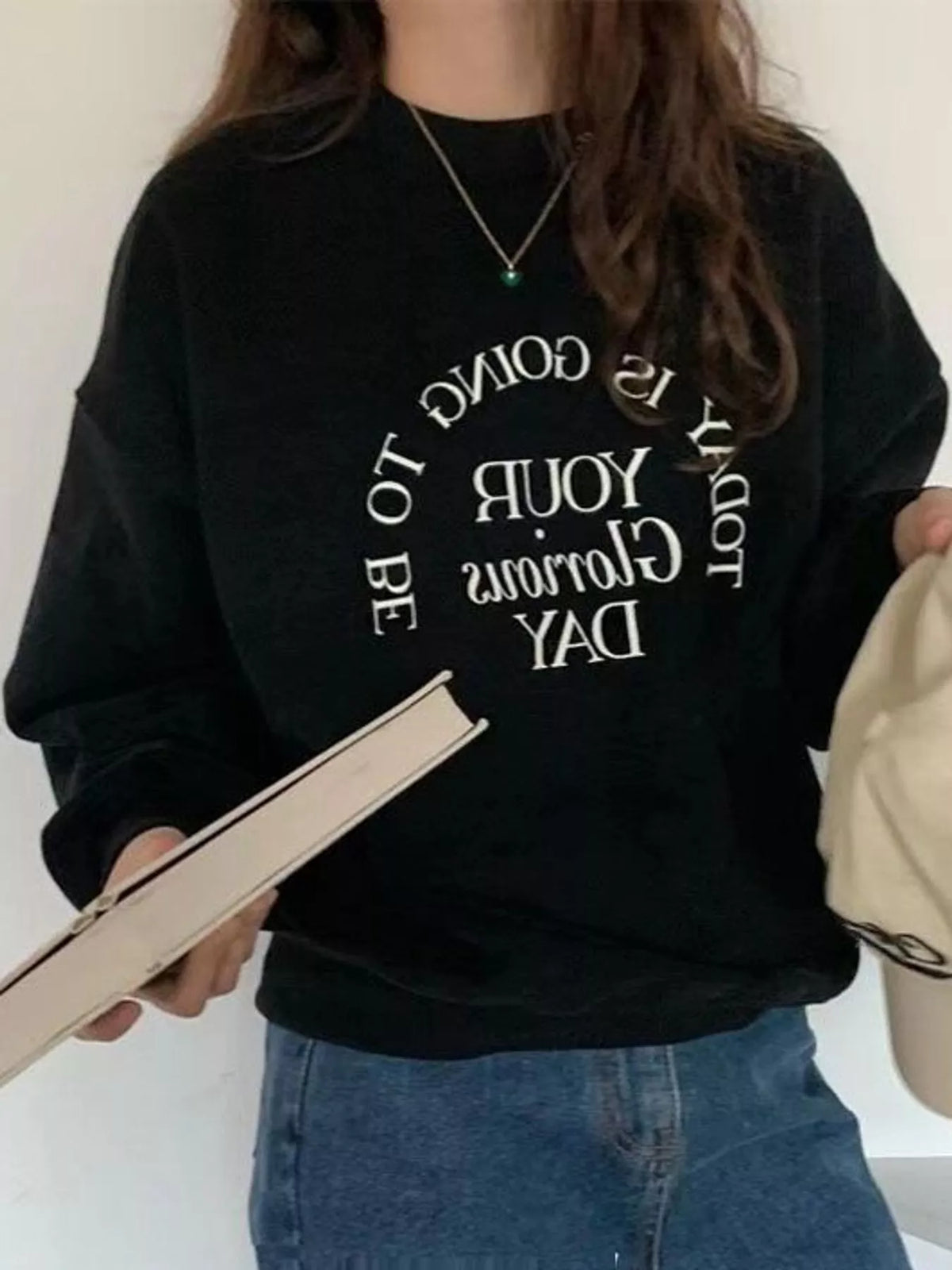 Oversized Graphic Crewneck Sweatshirt — front view