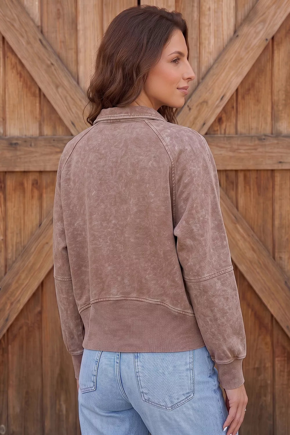 Vintage half-zip ribbed-cuff sweatshirt