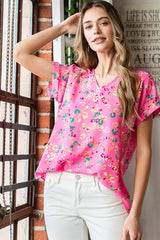 Trendsi Heimish Full Size Animal print V-Neck Short Sleeve T-Shirt Plus Size - Shirts