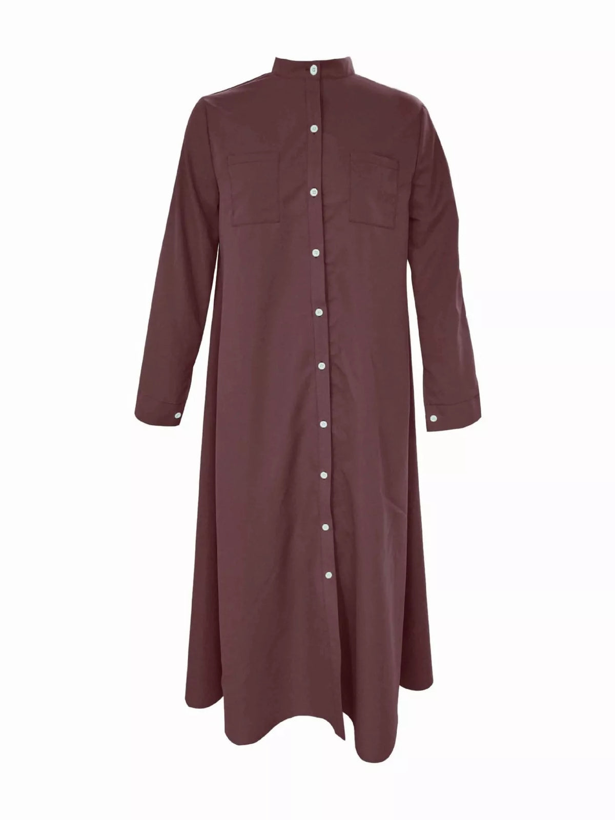 Mandarin neck long sleeve maxi dress, product view